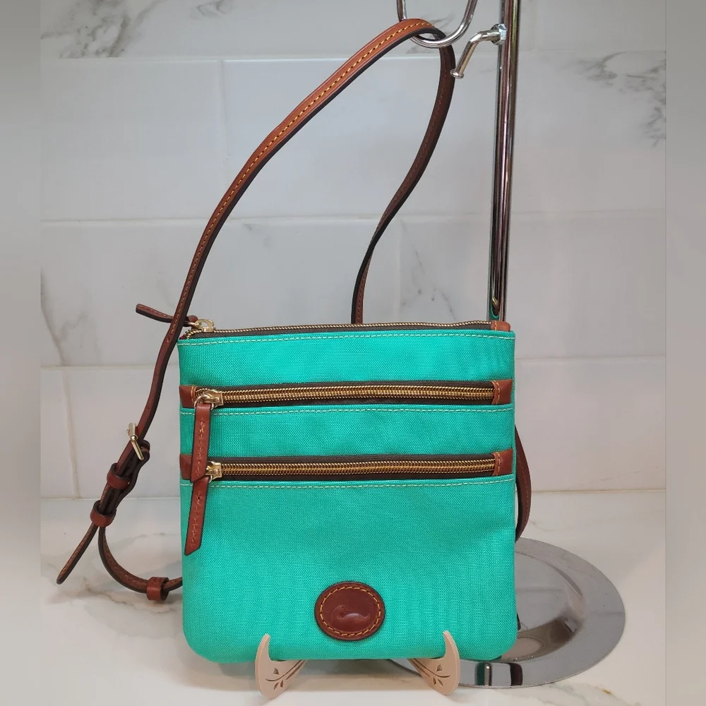 Dooney & Bourke Teal and Brown Crossbody Bag